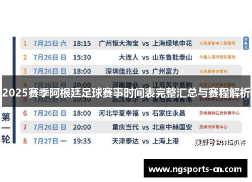 2025赛季阿根廷足球赛事时间表完整汇总与赛程解析